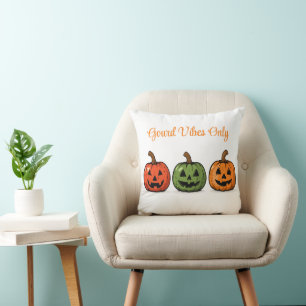 Gourd Vibes Only Halloween Pumpkins design Throw Pillow