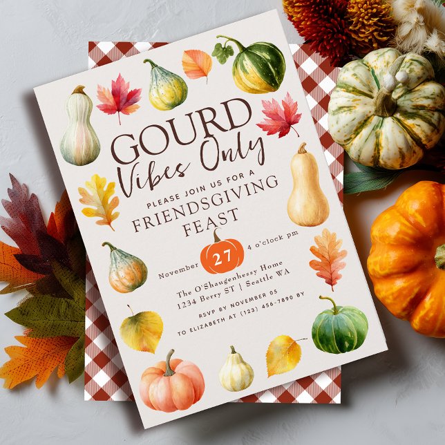 Gourd Vibes Only Watercolor Autumn Thanksgiving Invitation (Creator Uploaded)