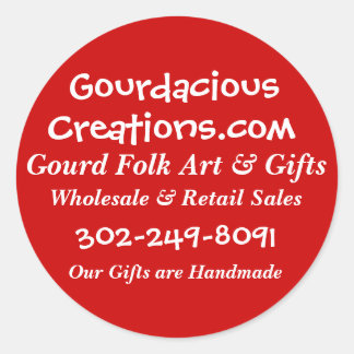 Gourdacious, Creations.com, Gourd Folk Art & Gi... Classic Round Sticker