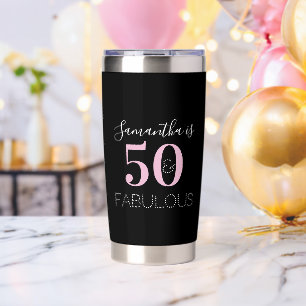 Gourde Isotherme 50e Anniversaire Personnalisé Rose Noir