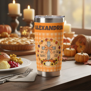 Gourde Isotherme Action de grâce Rendez grâce au Seigneur Orange Ca