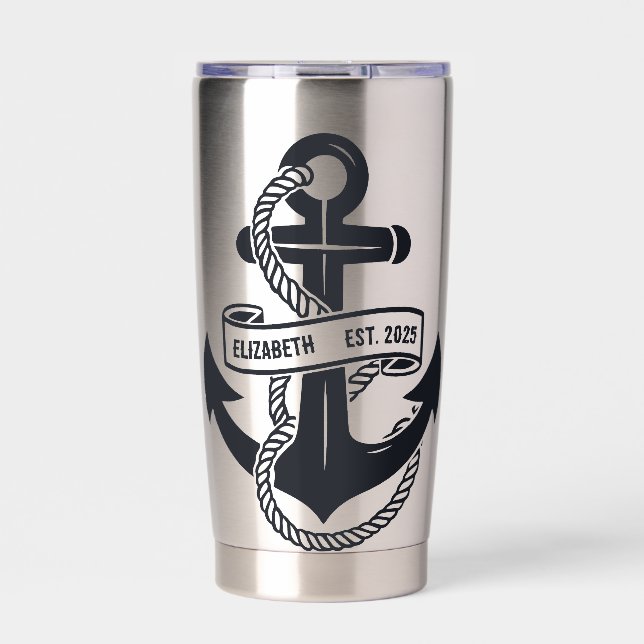 Gourde Isotherme Ancre de bateau personnalisée avec nom (Extérieur)