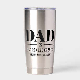 Gourde Isotherme Année de création de papa Noms Nombre Police Gras
