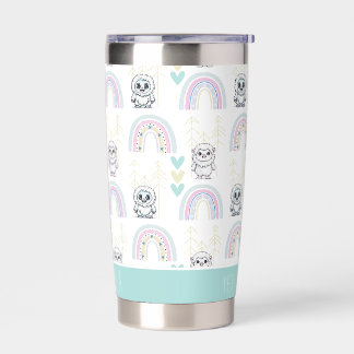 Gourde Isotherme Arc En Ciel Boho Avec Coeurs Pastel Cute Yeti
