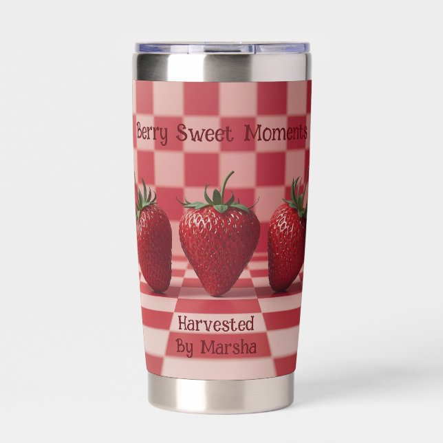Gourde Isotherme Berry Sweet Red Checkered Strawberry Tumbler (Extérieur)