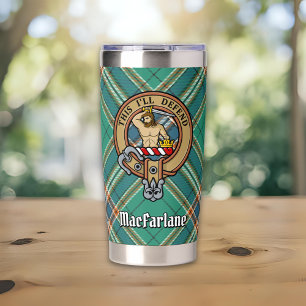Gourde Isotherme Blason du clan MacFarlane sur le tartan de chasse