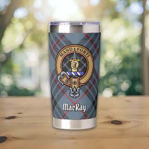 Gourde Isotherme Blason du clan MacKay sur tartan bleu