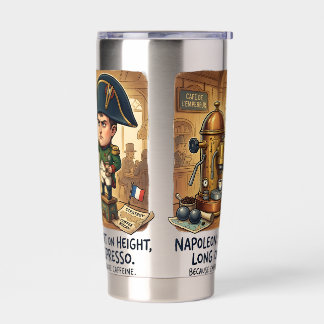 Gourde Isotherme Caricature amusante de Napoléon en buvant du café 