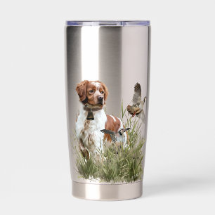 Gourde Isotherme Chasse avec un chien breton, Art