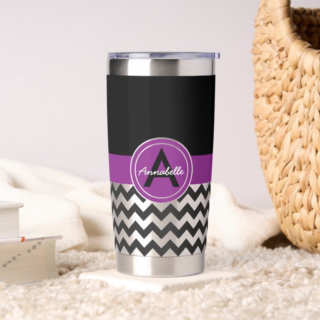 Gourde Isotherme Chevron violet noir (Salon)