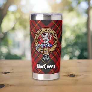 Gourde Isotherme Cimier du clan MacQueen sur tartan