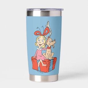Gourde Isotherme Cindy Lou Who et Max sur un cadeau