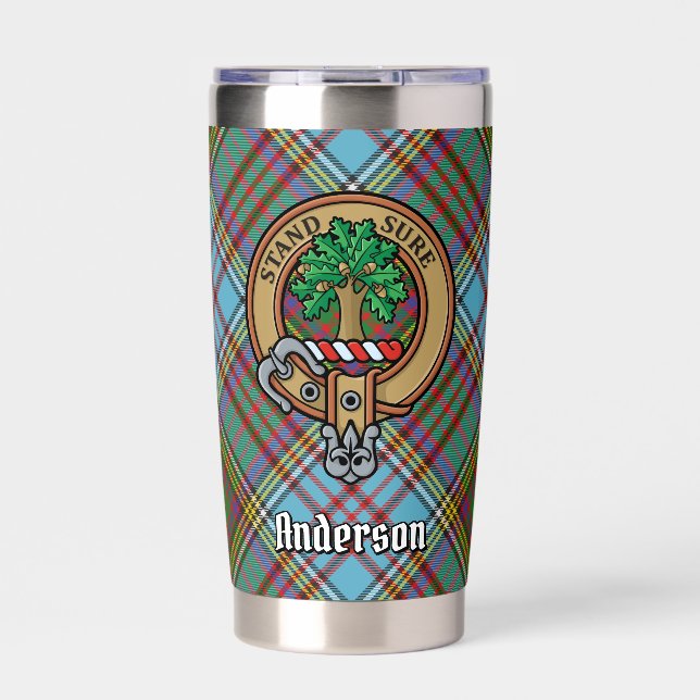 Gourde Isotherme Clan Anderson Crest sur Tartan (Extérieur)
