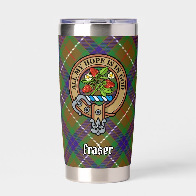 Gourde Isotherme Clan Fraser Crest sur la chasse Tartan (Extérieur)
