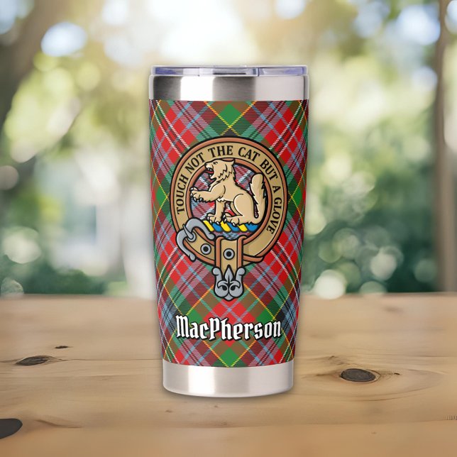 Gourde Isotherme Clan MacPherson Crest sur Tartan (Créateur téléchargé)