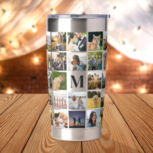 Gourde Isotherme Collage photo Monogramme personnalisé