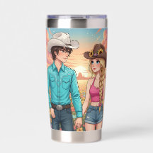 cowboy and cowgirl anime style