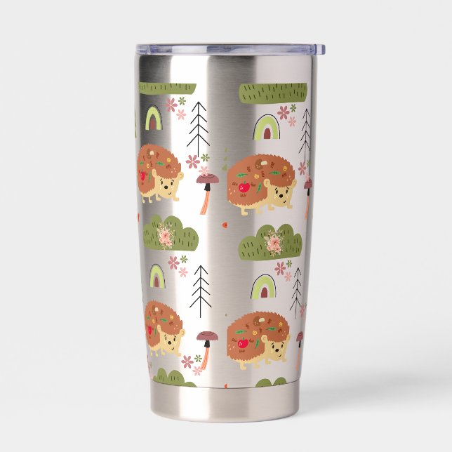 Gourde Isotherme Cute Hedgehog Nature Floral Rainbow Motif (Gauche)