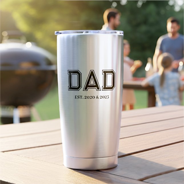Gourde Isotherme Dad Established Modern Typography New Dad Gift (Dad Established design with years he became a Dad. Fully customisable to make the perfect Dad gift!)