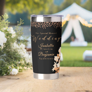 Gourde Isotherme Élégant Rose or Mariage noir