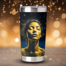 Femme spirituelle dans l'eau sous les étoiles