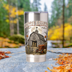 Gourde Isotherme Ferme de citrouille Halloween de campagne Tracteur