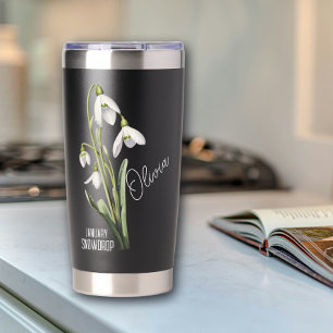 Gourde Isotherme Fleur de naissance Mois Janvier Nom Perce-Neige