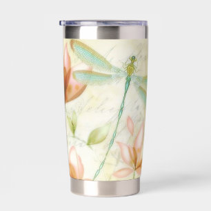 Gourde Isotherme Fleurs et libellule personnalisées