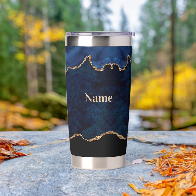 Gourde Isotherme Geode Blue Gilded  (Mariage)