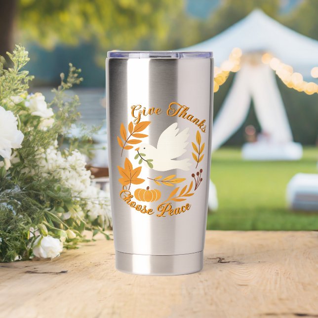 Gourde Isotherme 'Give Thanks, Choose Peace' Water Bottle (Mariage (pivotée))