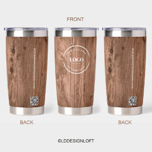 Gourde Isotherme Grain de bois Rustique Marqué avec logo Site Web