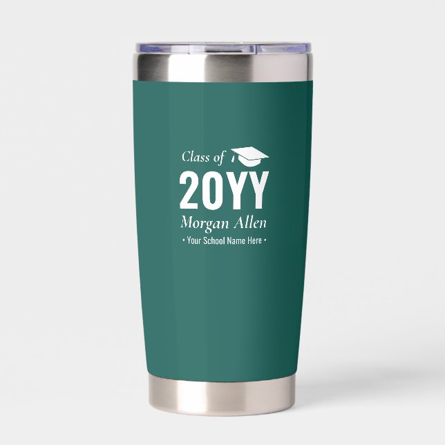Gourde Isotherme Green | Nom personnalisé simple cadeau d'études (Extérieur)