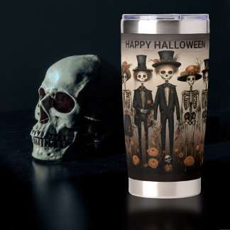 Gourde Isotherme Halloween déplaisant de la famille de squelettes