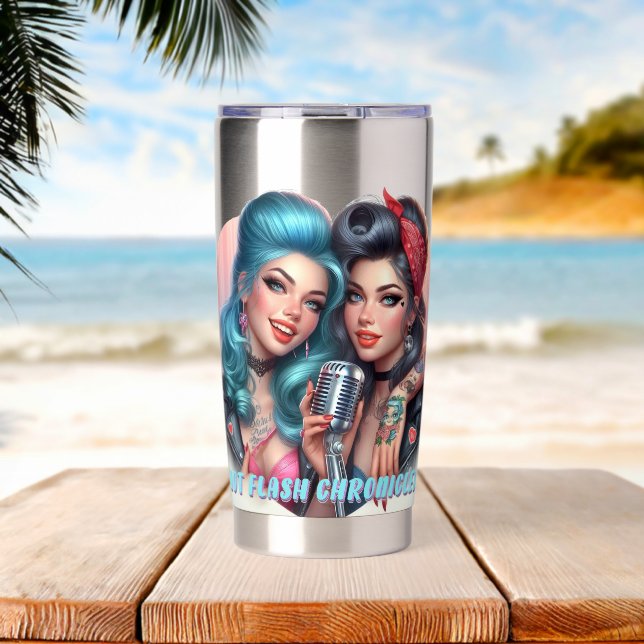 Gourde Isotherme Hotflash Chronicles Tumbler - Sip, Rire, Répéter (Plage (pivotée))