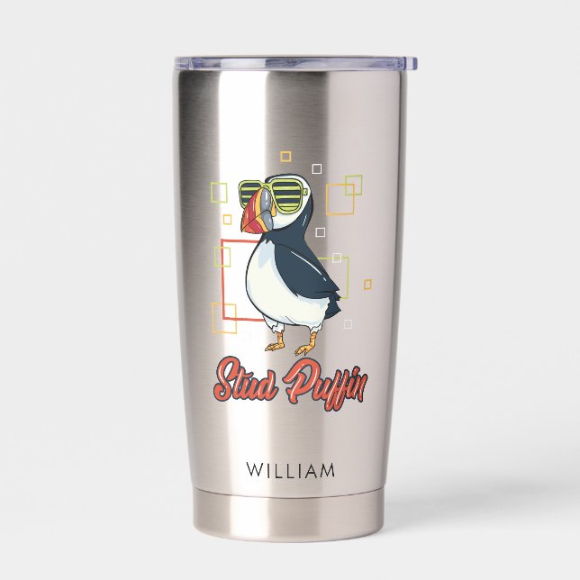 Gourde Isotherme Illustration d'oiseau de mer Puffin Stud Personnal (Gauche)