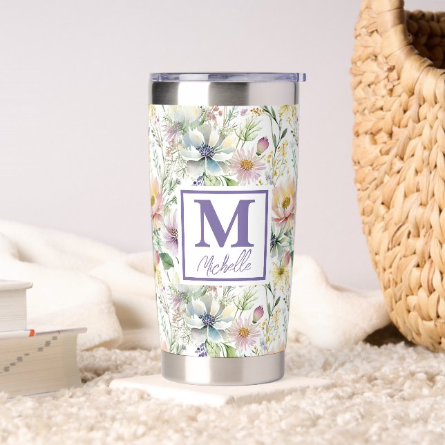 Gourde Isotherme Joli motif floral pastel personnalisé (Salon)