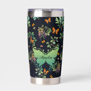 Gourde Isotherme Joli motif papillon floral sombre personnalisé