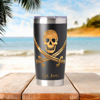 Gourde Isotherme Jolly Roger Pirate Gold Custom