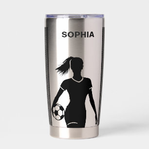 Gourde Isotherme Joueuse de football, fille de football