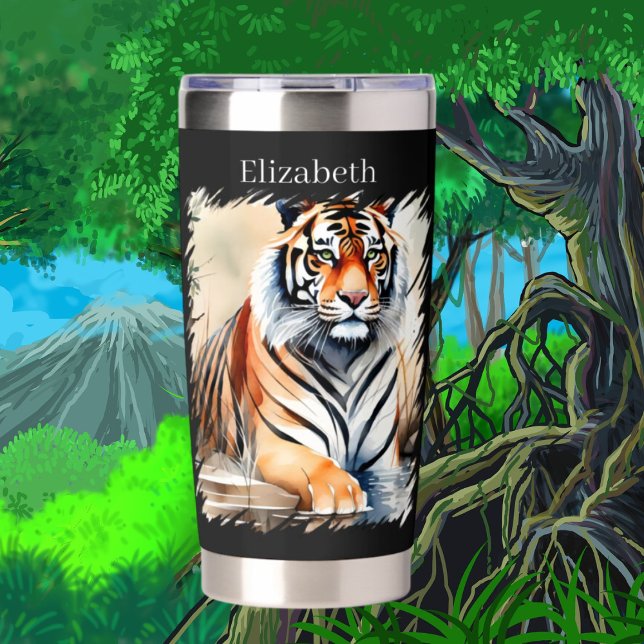Gourde Isotherme jungle des amoureux du tigre cool (Créateur téléchargé)