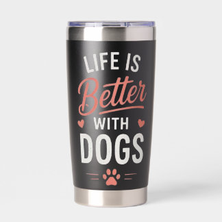 Gourde Isotherme La vie est meilleure avec les chiens Typographie p