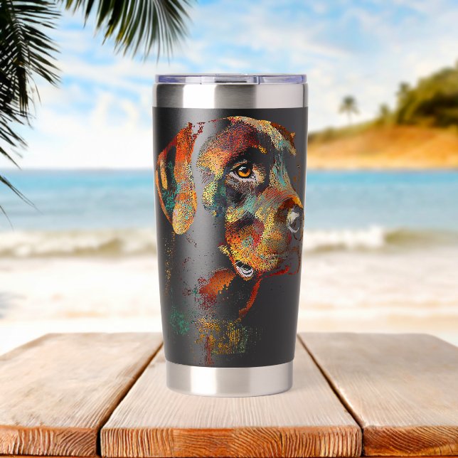 Gourde Isotherme Labrador Retriever Dog Motif Pet Artwork Labrador  (Plage (pivotée))