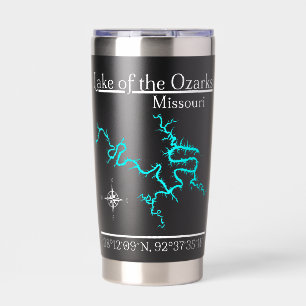 Gourde Isotherme Lac des Ozarks Missouri Coordonnées de carte Voyag