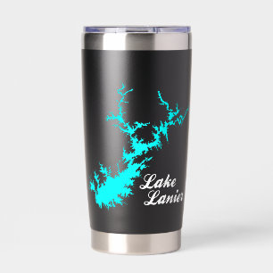 Gourde Isotherme Lac Lanier Géorgie Carte artistique de rivage cyan