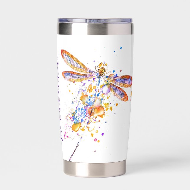 Gourde Isotherme Libellule éclaboussure personnalisée (Couvercle)