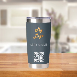 Gourde Isotherme Logo gris charbon QR code entreprise entreprise