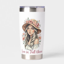 Love in Full Bloom Mug de voyage en aquarelle flor