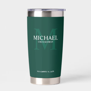 Gourde Isotherme Masculine Monogramme personnalisé et nom Groomsmen