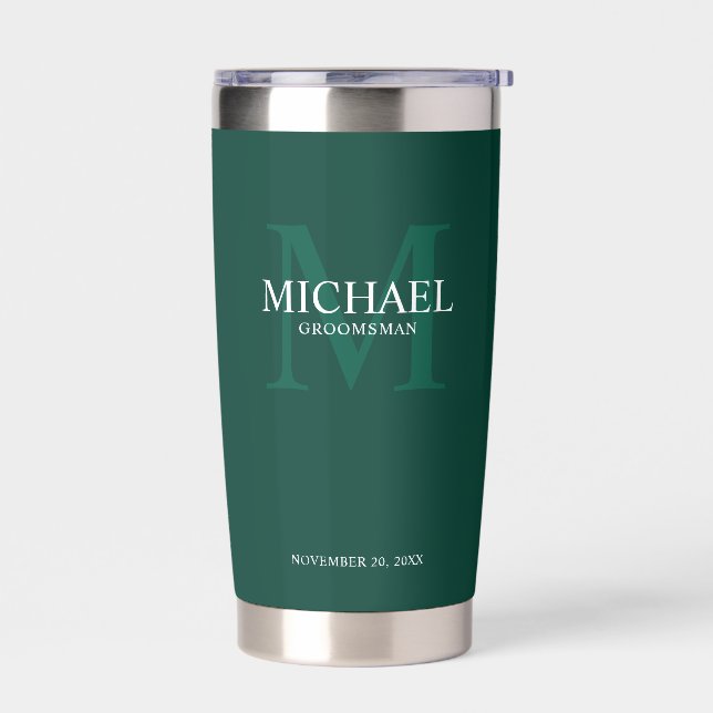 Gourde Isotherme Masculine Monogramme personnalisé et nom Groomsmen (Gauche)