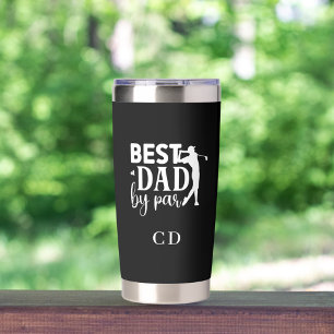 Gourde Isotherme Meilleur papa par golf monogramme noir blanc